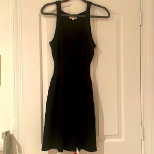 Nwt black v neck dress w detailing. Cinched waist. Material is thicker and nice